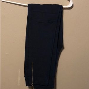 Navy Moto Leggings W/ Zippers